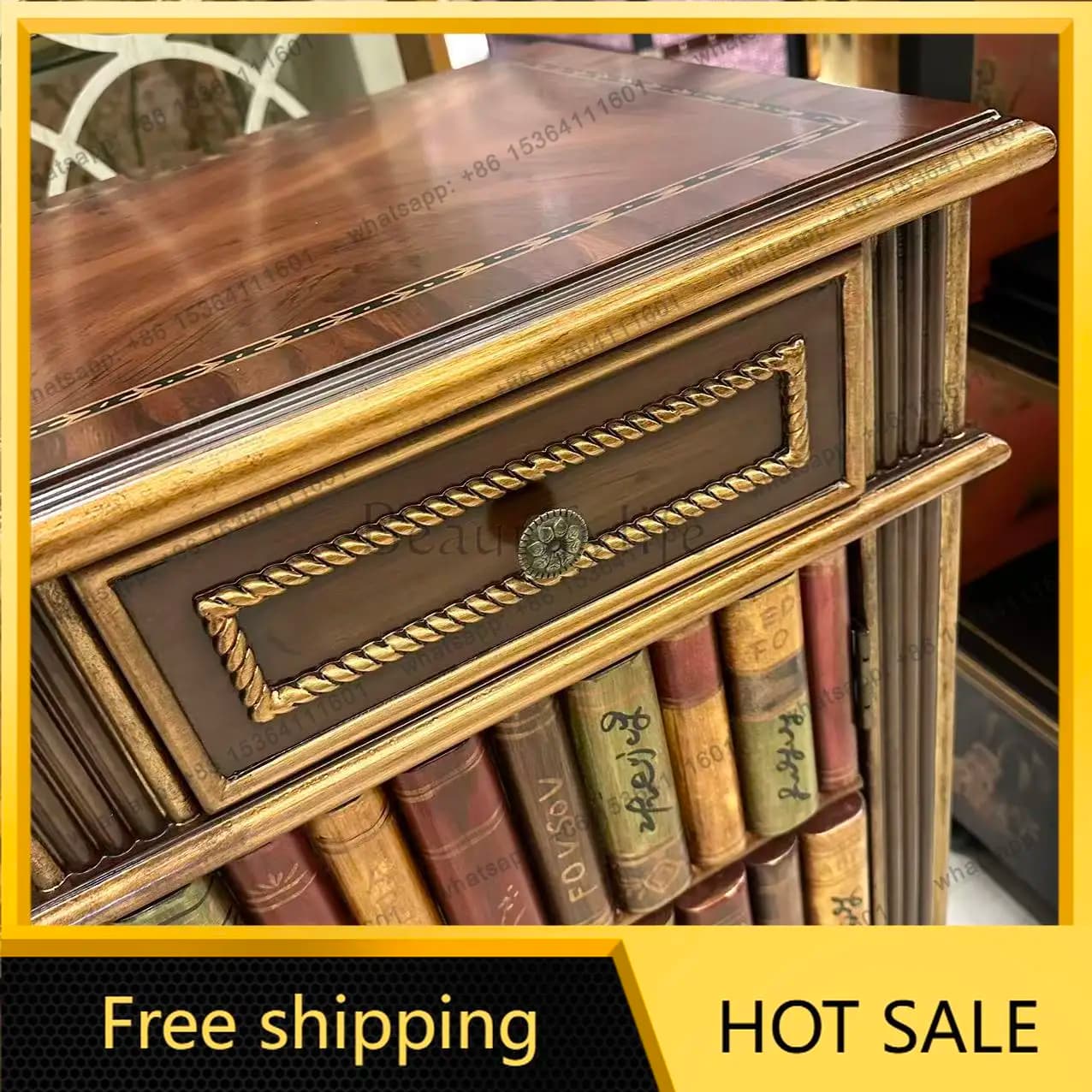 LD two-door three-bucket cabinet large-capacity decorative foyer retro entrance cabinet