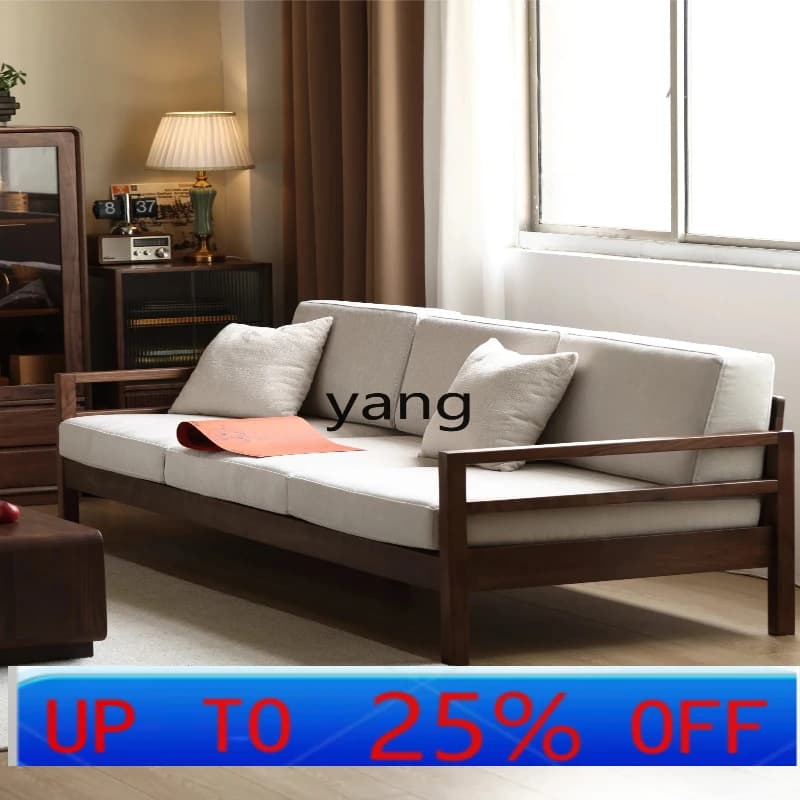 LH  Solid Wood Living Room Furniture Modern Simple Small Apartment Sofa Winter Summer Dual-use