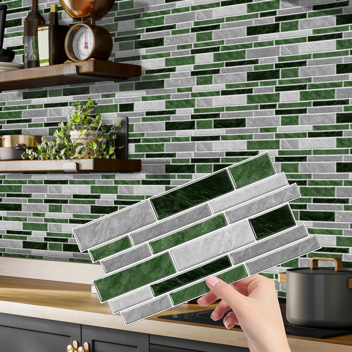(6/12/24/48 PCS)Self-Adhesive Marble Mosaic Wall Stickers, Easy to Cut & Install, HD Pattern, Waterproof, DIY Home Decor