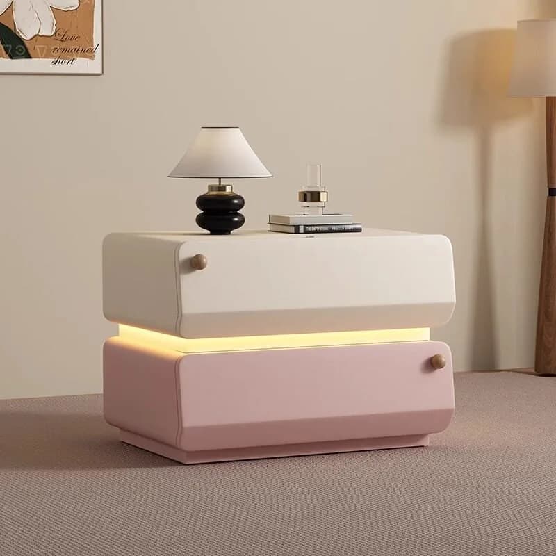 Minimalistic Dressers Nightstands Princess Beige Wooden Narrow Bedside Tables Storage Modern Mesitas De Noche Furniture For Home