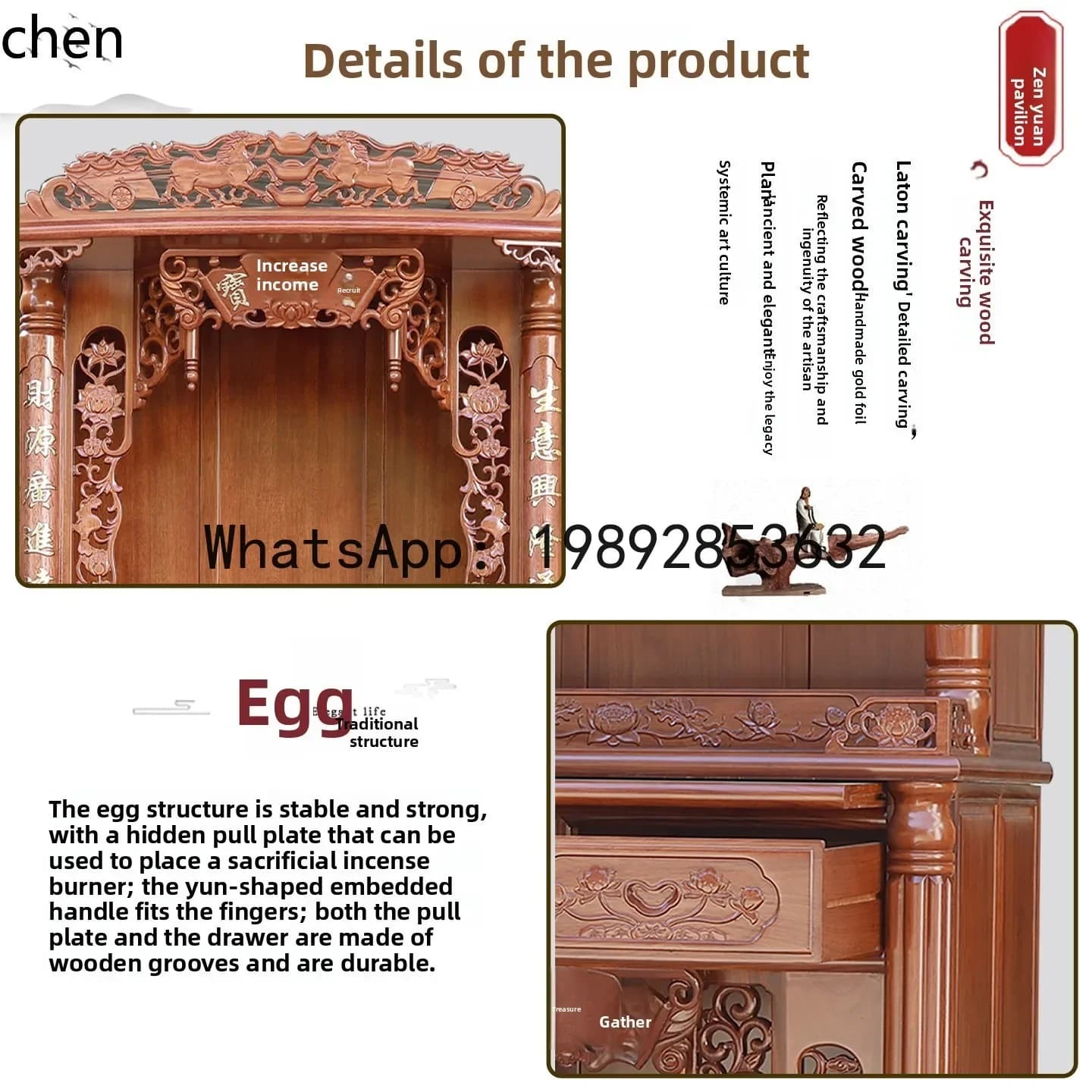 ZF   Altar High-End Buddha Shrine Two-Layer Cabinet New Chinese Style God of Wealth Cabinet Offering Table God of Wealth