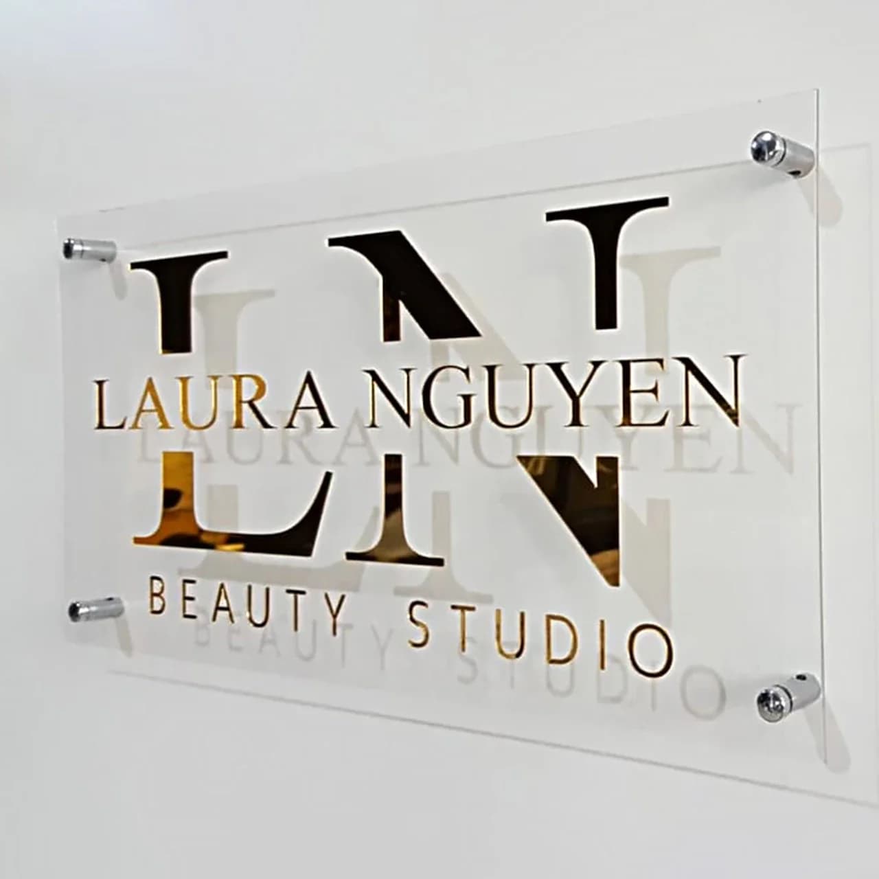 Custom Square Acrylic Business Logo Sign, custom logo sign for business outdoor use black frosted clear white acrylic door sign