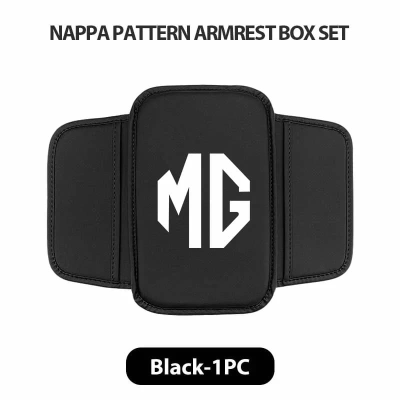 Car Interior Armrest Box Cover With Storage Pocket For MG MG4 EV HS ZS Mulan MG6, Microfiber Leather Central Armrest Protector A