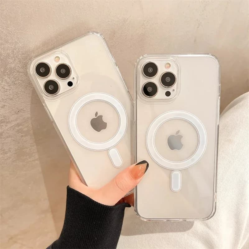 Clear Magnetic Wireless Charge Case for iPhone 17 16 15 14 13 12 11 Pro Max XS XR for Magsafe Hard Acrylic Cover with Packaging