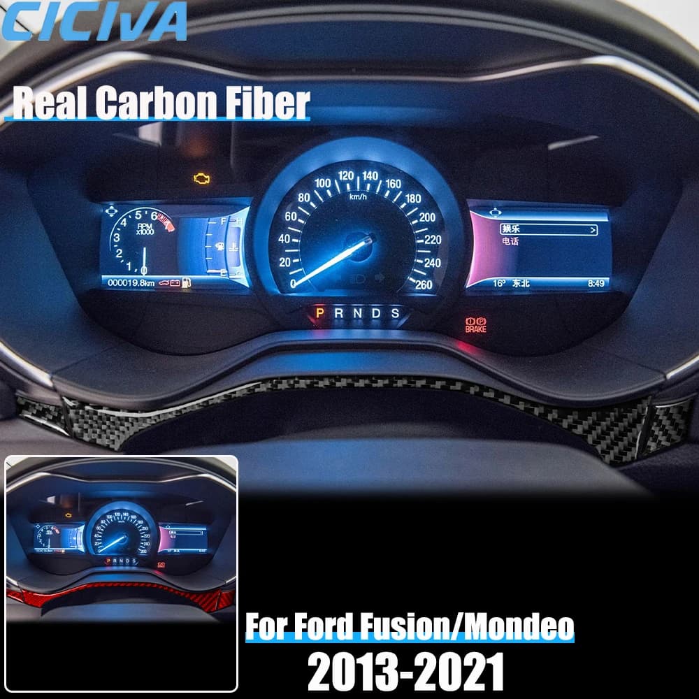 Real Carbon Fiber Car Accessories Speedometer Strip Decorative Trim Cover Soft Sticker For Ford Fusion/Mondeo 4th Gen 2013-2021