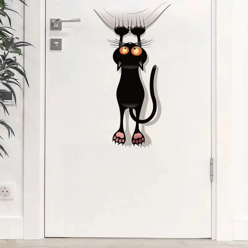 Cute Black Cat Wall Sticker Toilet Lid Stickers, Bedroom Entrance Living Room Porch Home Decora Waterproof Decals Stickers S790