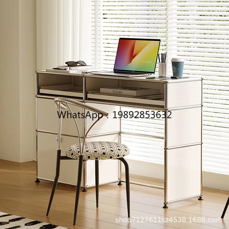 A1  Combination Office Desk Stainless Steel Writing Desk Computer Desk Modern Simple Makeup Vanity Tle