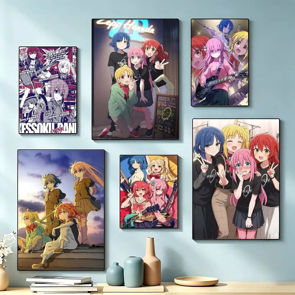 Anime K-Kessoku Band  Poster Waterproof Wall Art Sticker For Bar Living Room Vintage Decor High Quality Print Gift