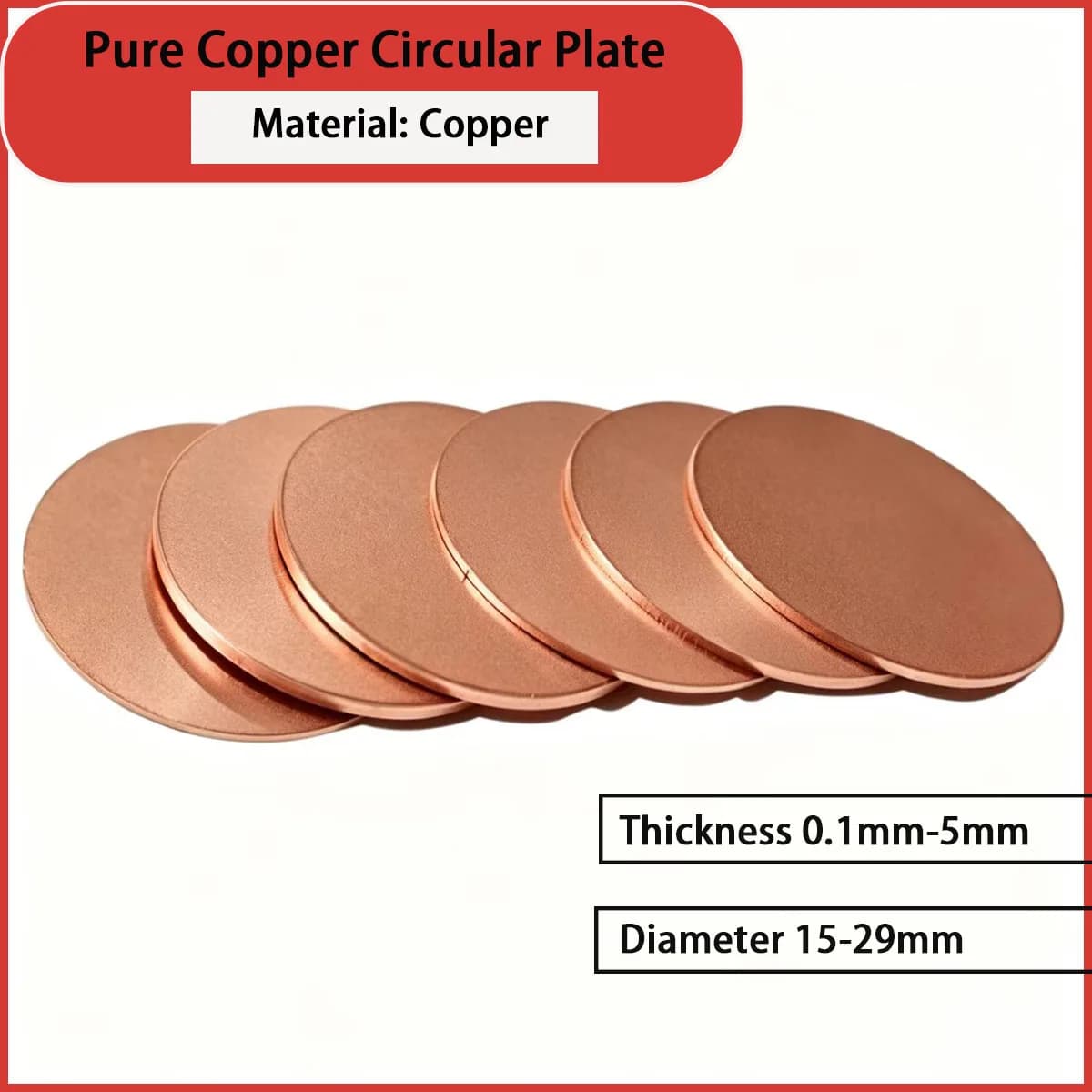 Diameter 15-29mm pure copper circular plate suitable for electrical equipment, mold inserts, plumbing accessories, etc