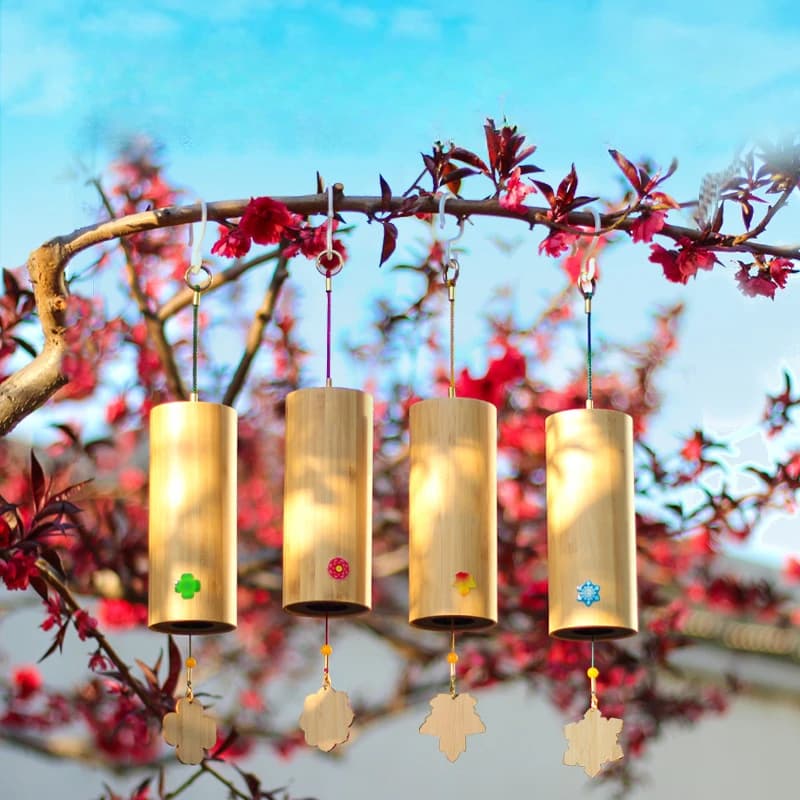Japanese Style Handheld Wind Chime for Meditation Bamboo Harmony Bell for Yoga Therapy Retro Chime with Healing Tone Decor
