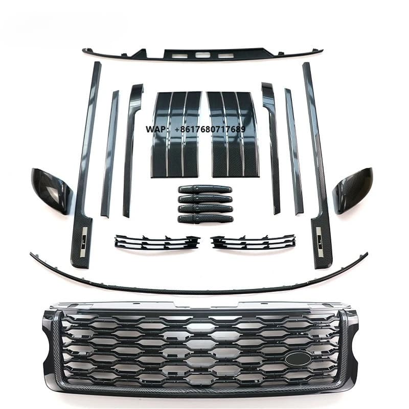 ROVCE High Quality Car Body Kit Carbon Fiber Style Grille Mirror Cap Door Bumper for  Range Rover Vogue 2013-2017 L405
