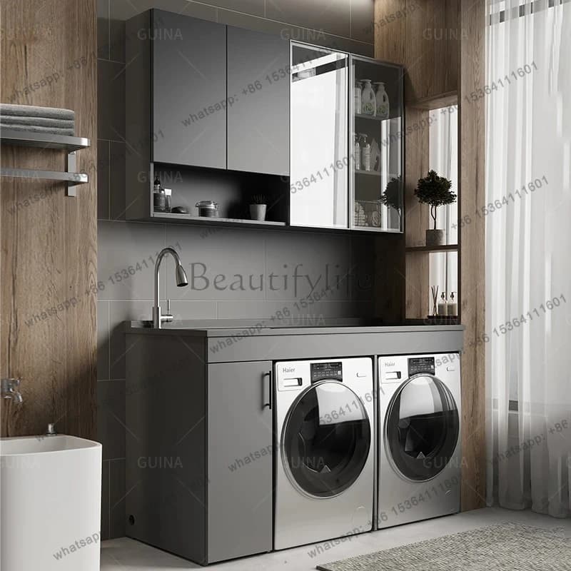 double washing machine cabinet washbasin integrated combination balcony dryer paint stainless steel bathroom cabinet