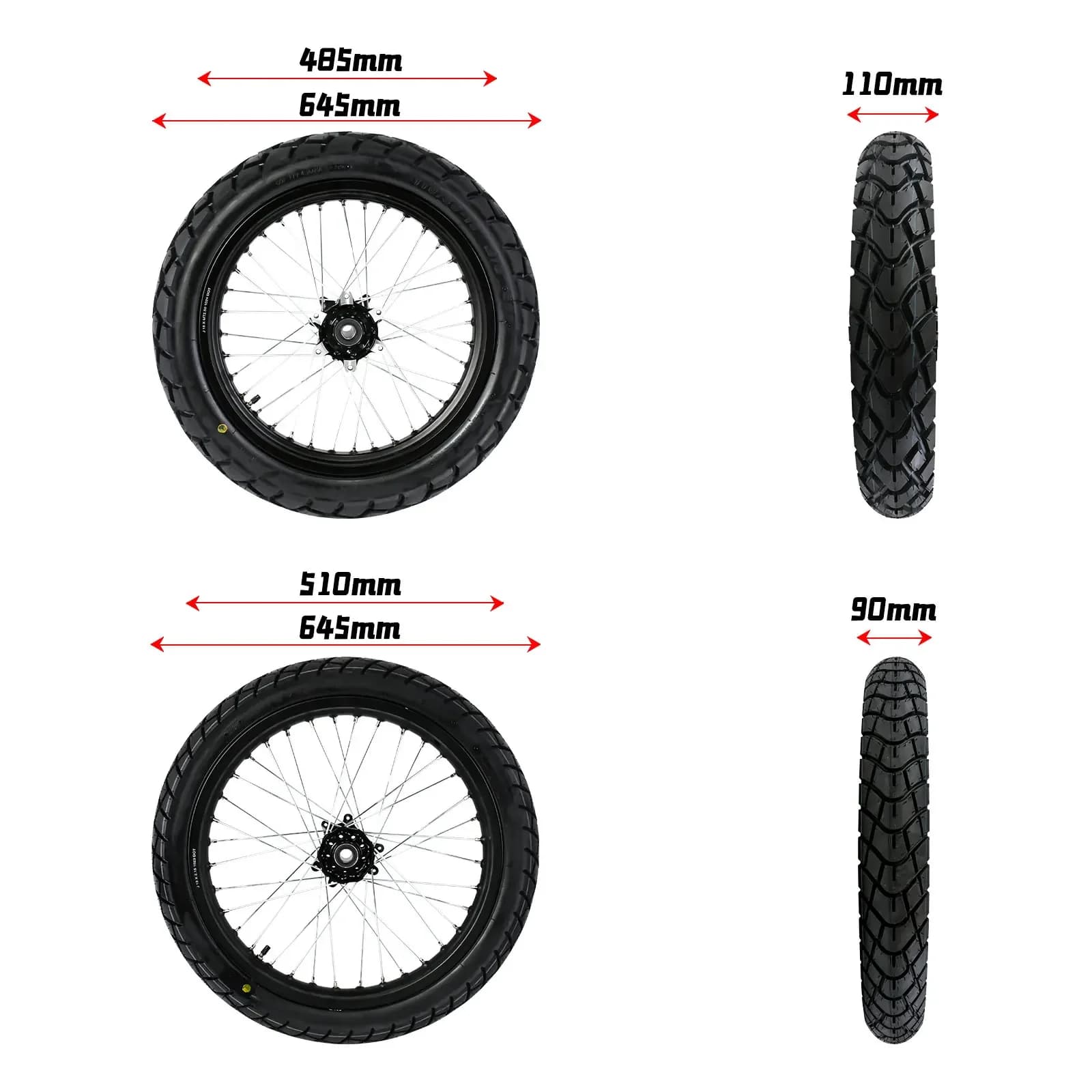 For ultra Bee 18 Inch 19 Inch All-terrain Turtle Tires Wheel Set Front Wheel WM2.15*19 Rear Wheel MT2.5*18