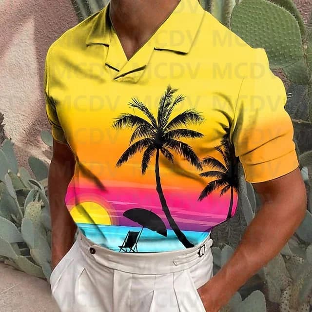 Men's Polo Shirt Golf Shirt Gradient Graphic Prints Geometry Outdoor Street Short Sleeves