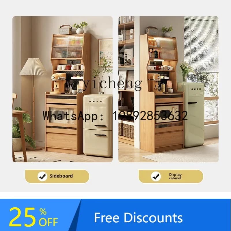 AA  solid wood dining side cabinet coffee cabinet  apartment high cabinet integrated living room against the wall