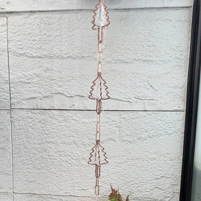 Copper Christmas tree rain chain, cross-border explosion, copper rain chain, pure copper rain chain