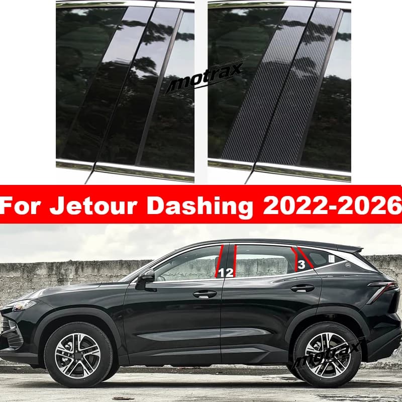 For Chery Jetour Dashing 2022 2023 2024 2025 2026 PC Glossy Black B‑C Pillar Post Cover Door Window Pillar Protector Sticker