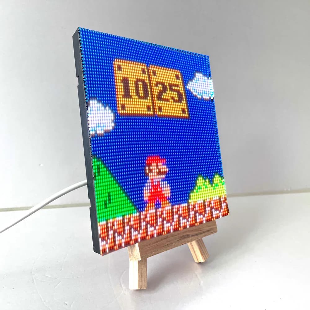 LED Digital Clock Clock Pixel Panel 64*64 Pixel Desktop Clock DIY Pixel Art Display Bedroom Bedside Home Office Decor Gift