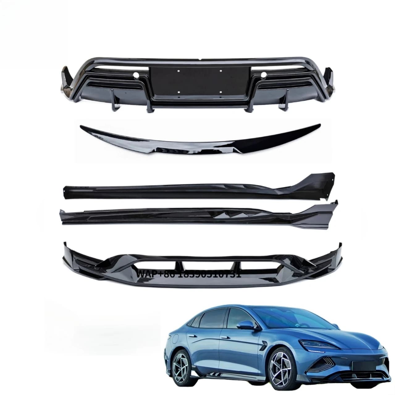 Full Set PP Body Kit for BYD SEAL EV 2023 Front Rear Bumpers Piano Black Rear Spoilier Side Skirt Bodykit Car Supplies