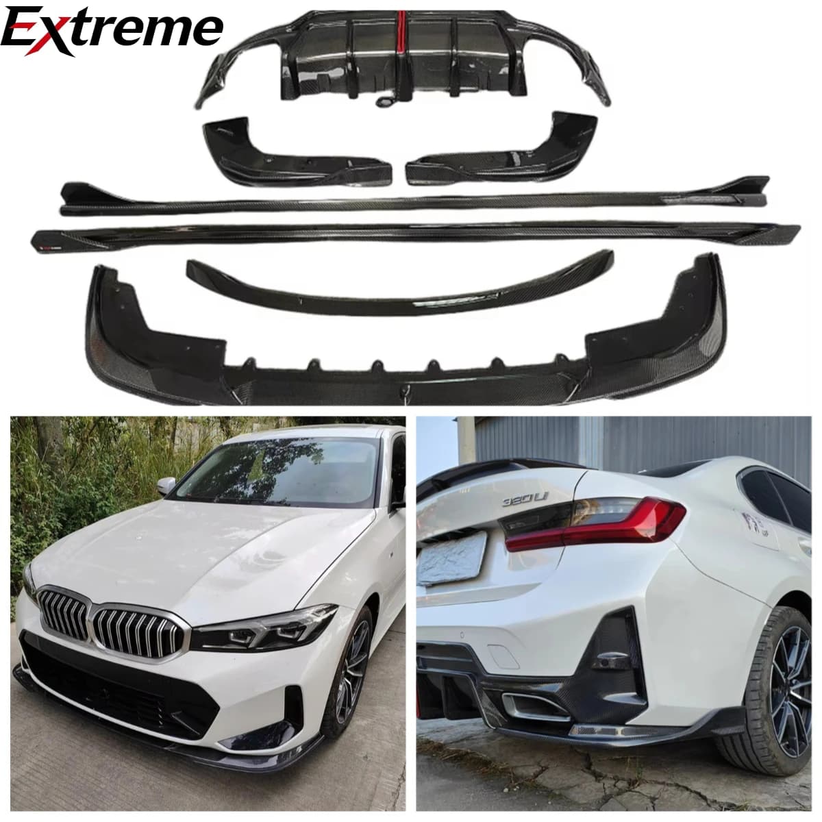 Carbon Fiber Body Kit for BMW's New 3 Series G20 G28 Carbon Fiber Front Lip Rear Diffuser Side Skirts Rear Spoiler Body Kit