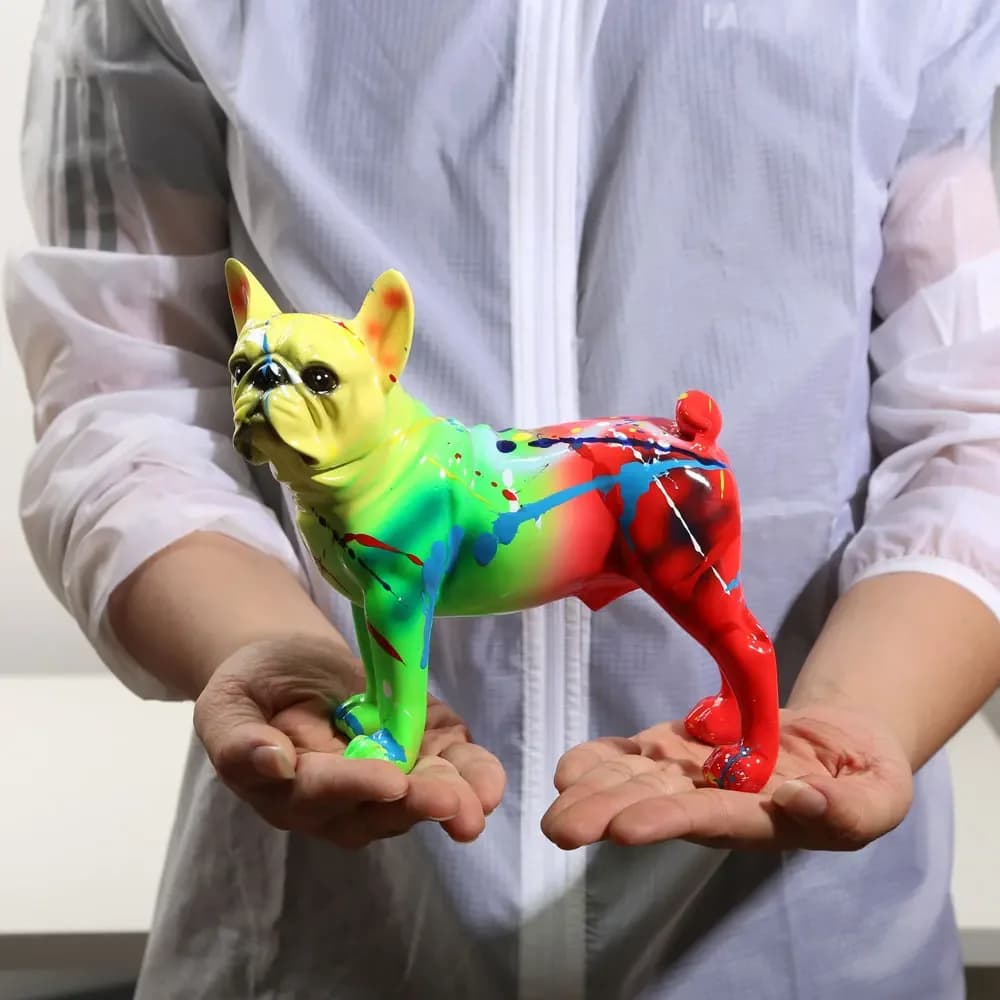 Creative Modern Art Fluorescence Spray Color Bulldog Statue Home Decoration Wine Cabinet Pet Dog Desktop Home Furnishing Decor