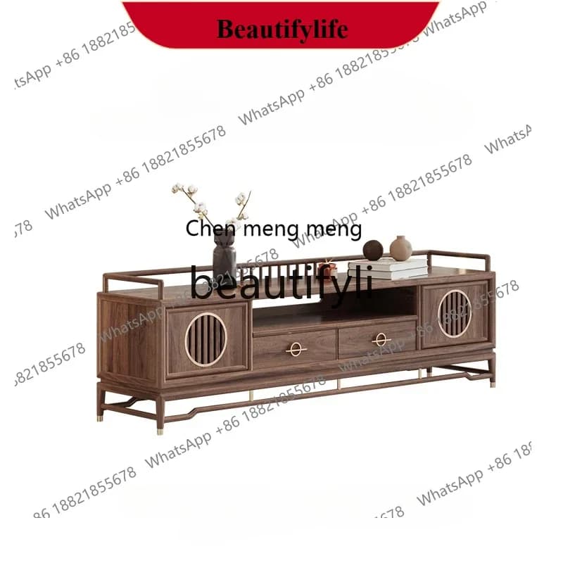 D178 New Chinese sofa coffee table TV cabinet combination black walnut solid wood TV cabinet modern Y96
