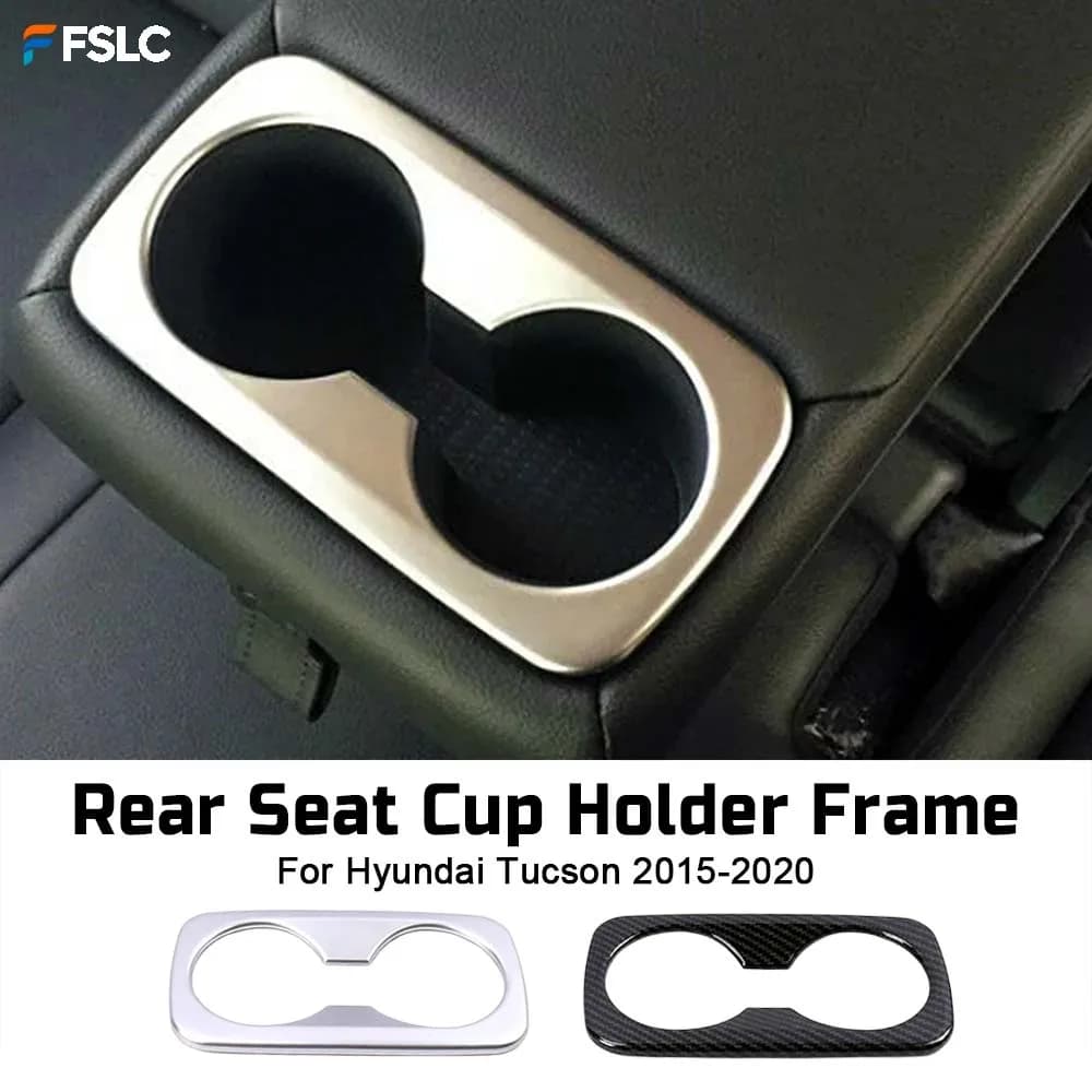⭐Genuine⭐ Car Upgrade Car Interior Rear Seat Cup Holder Frame For Hyundai Tucson 2015-2020 Cars Accessories Carbon Fiber