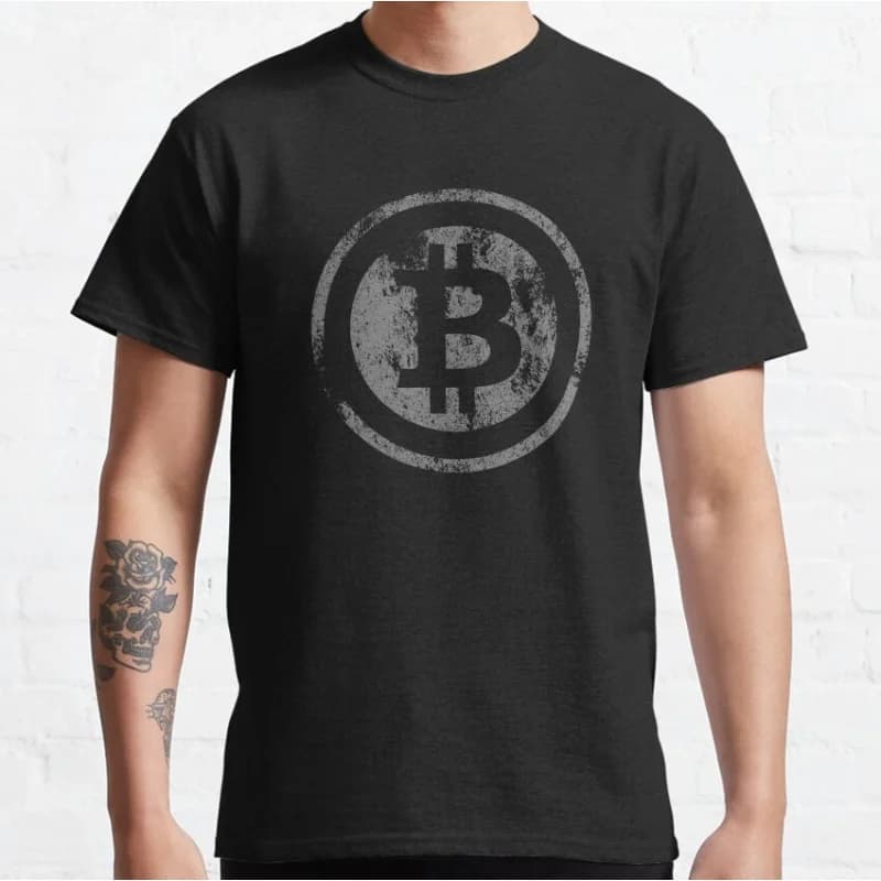 Vintage Bitcoin logo Gift t shirt for Crypto Traders BTC Fan Bitcoin Symbol tee 100% cotton printed Graphic clothes All size top