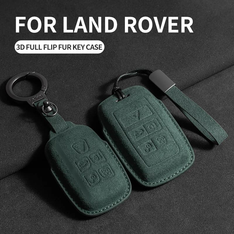 Car Key Case For Land Rover Range Rover Sport Evoque Freelander Velar Discovery 4 Jaguar XE XJ XF Suede Car Keychain