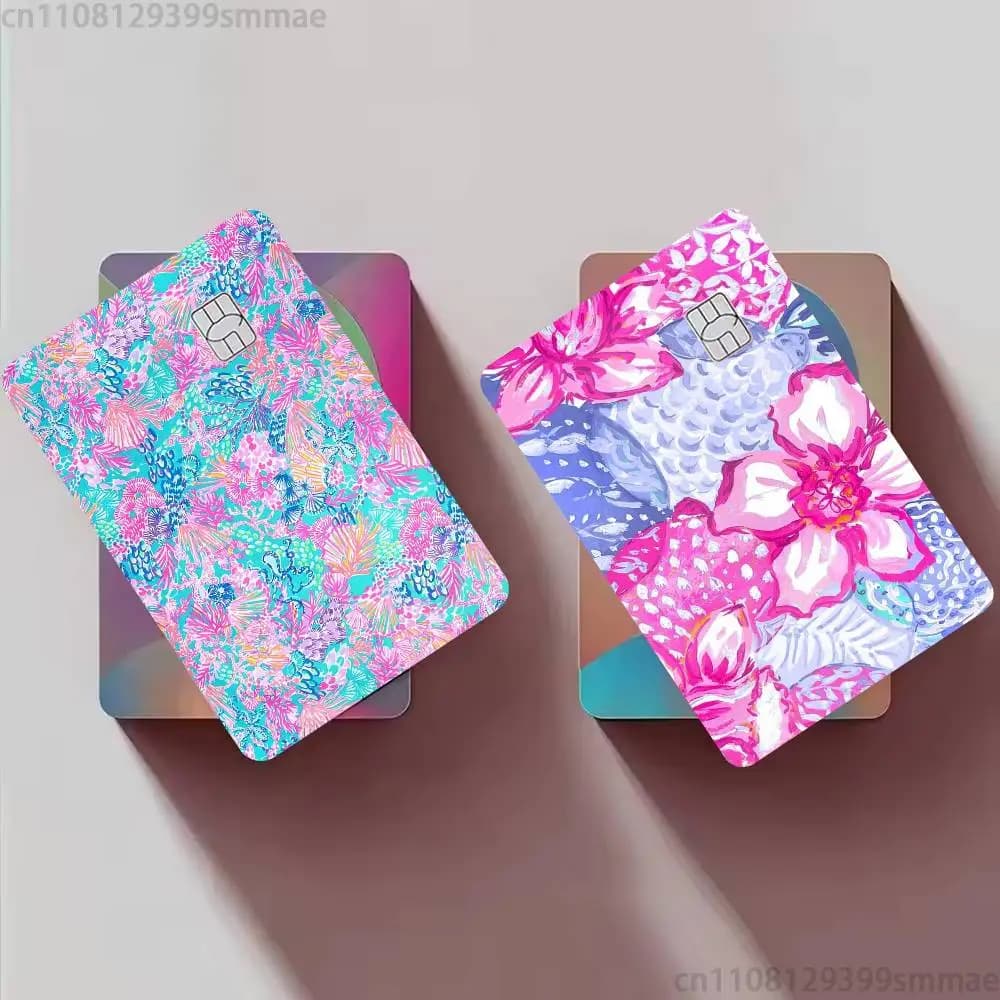 Fashion L-Lilly pulitzer Credit Card HD Stickers Game Card Decal Card Matte Film Skin Small Chip Waterproof Sticker