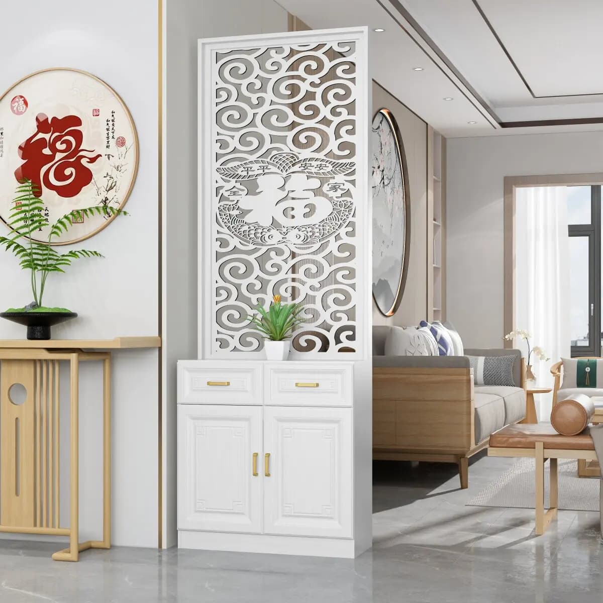 CX new home multi-functional living room screen partition, door-to-door modern simple shelf