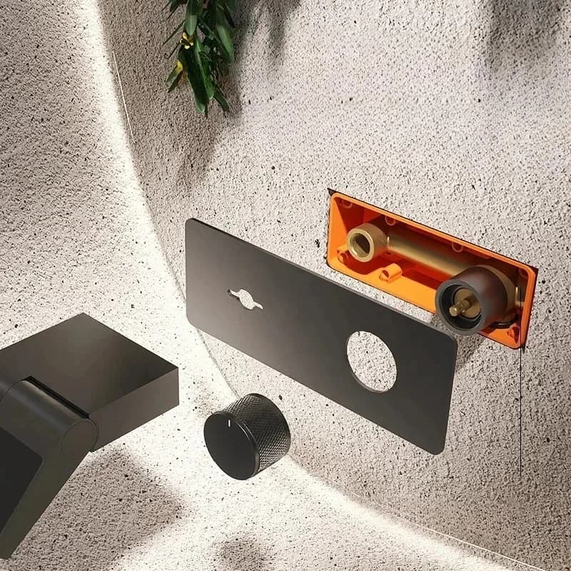 Wall-Mounted Faucet with Digital Display Hot And Cold Water All-Copper Body Foldable Storage Platform for Kitchen Sink