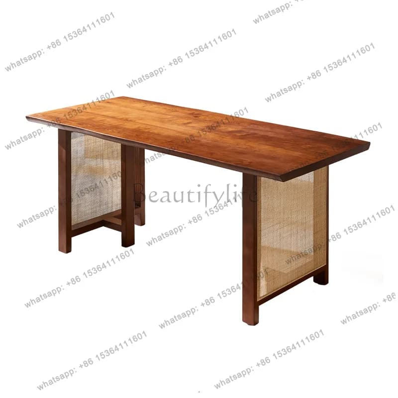 Nordic solid wood dining table living room rectangular simple modern Japanese oak dining table