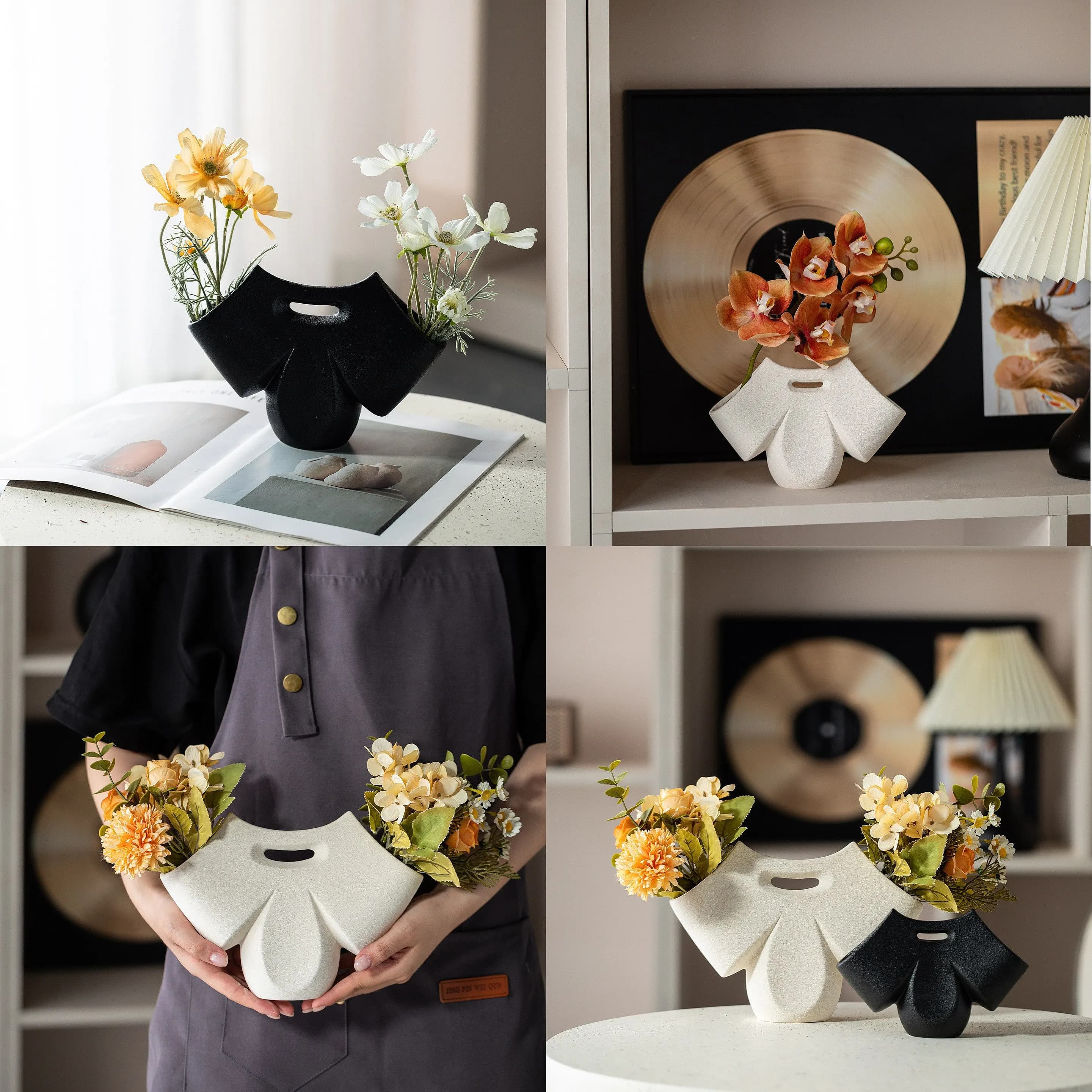 Creative Minimalist Wabi-Sabi Ceramic Vase, Elegant Home Decor for Living Room Flower Arrangement