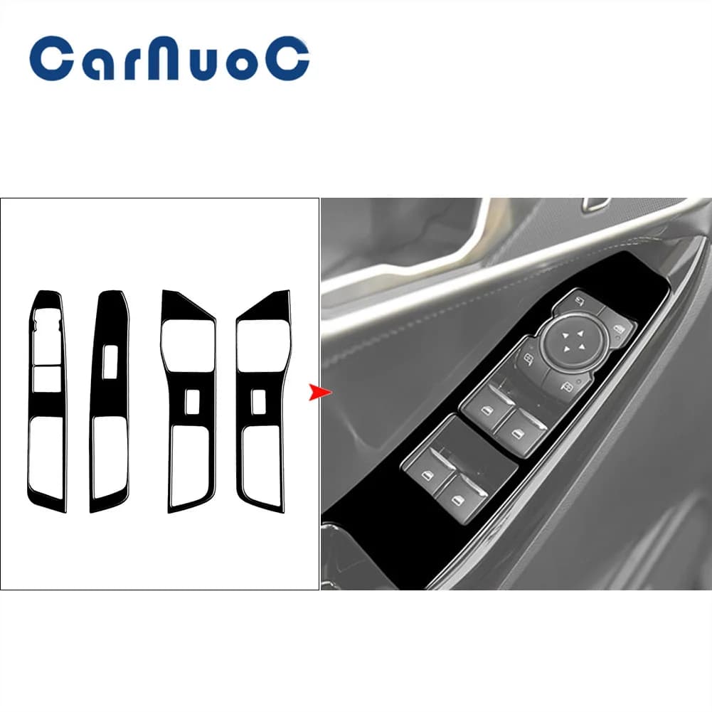 Piano Black Car Sticker For Ford Explorer 2020 2021 2022 2023 Window Lifting Panel Decoration Trim Interior Moulding Accessories