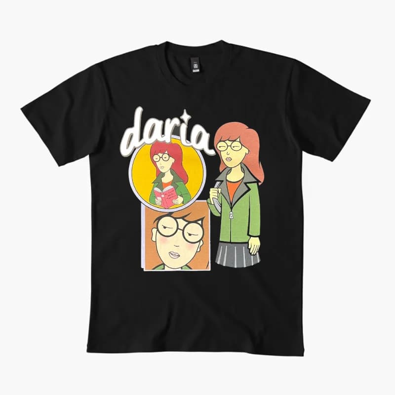 Retro Sick sad world Daria tv show Gift t shirt 90s Nostalgia cartoon printed Graphic Clothes Y2K clothing 0331 Large size Tops