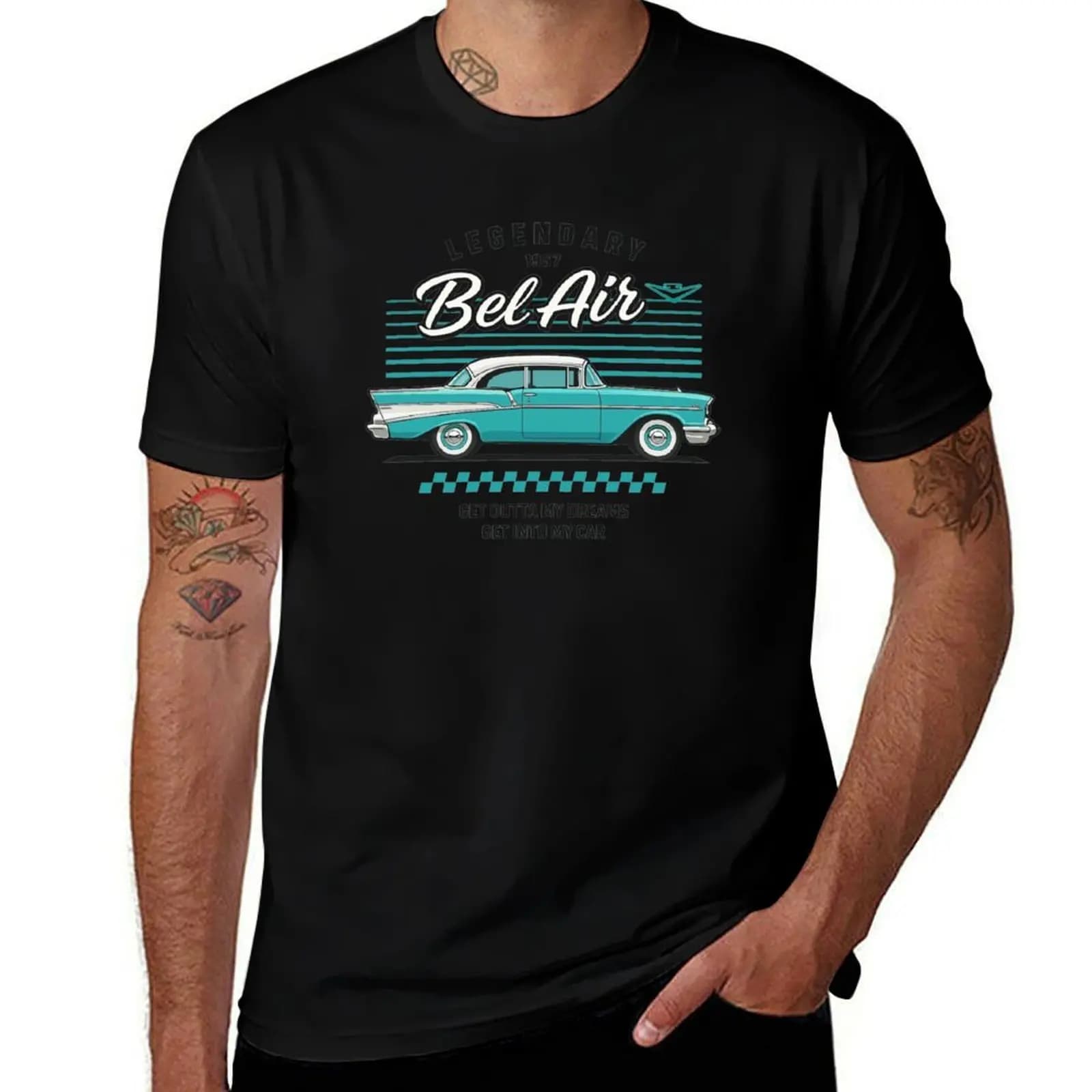 1957 Chevy Bel Air Aqua Classic Car Tribute with Retro Vibes T-Shirt funny t shirts dark humor T-Shirt