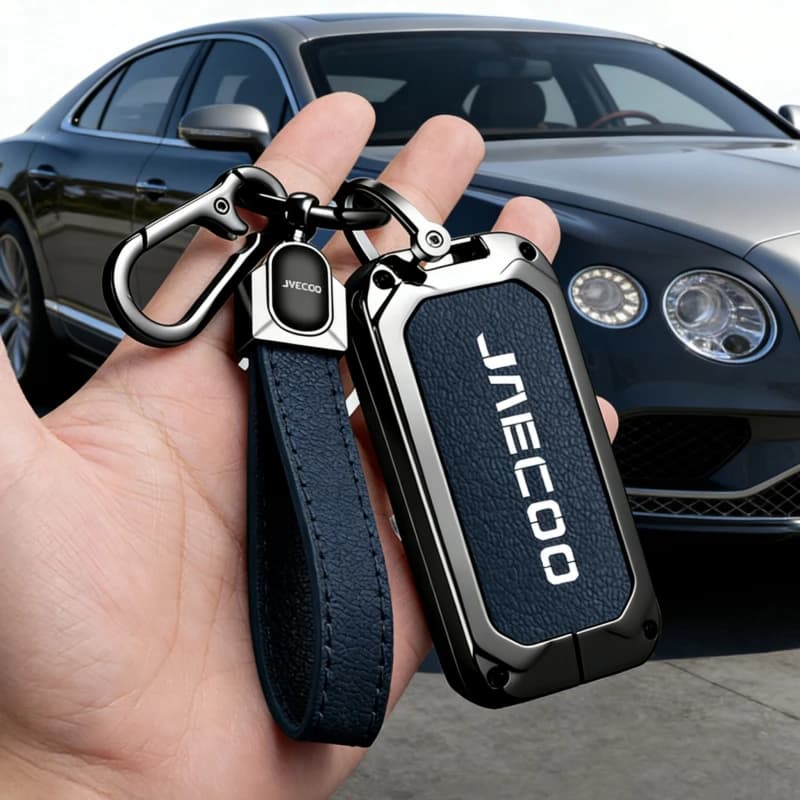 Car Zinc Alloy Leather Key Case Cover Holder For Chery JAECOO J7 J5 Omoda C5 2025 Car Interior Accessories Key Protective Chain