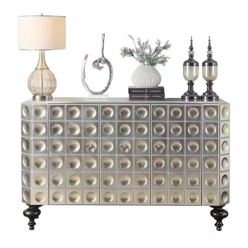 CX Light Luxury Entryway Living Room Simple Silver Foil Decorative Cabinet, Painted Entrance Partition Cabinet