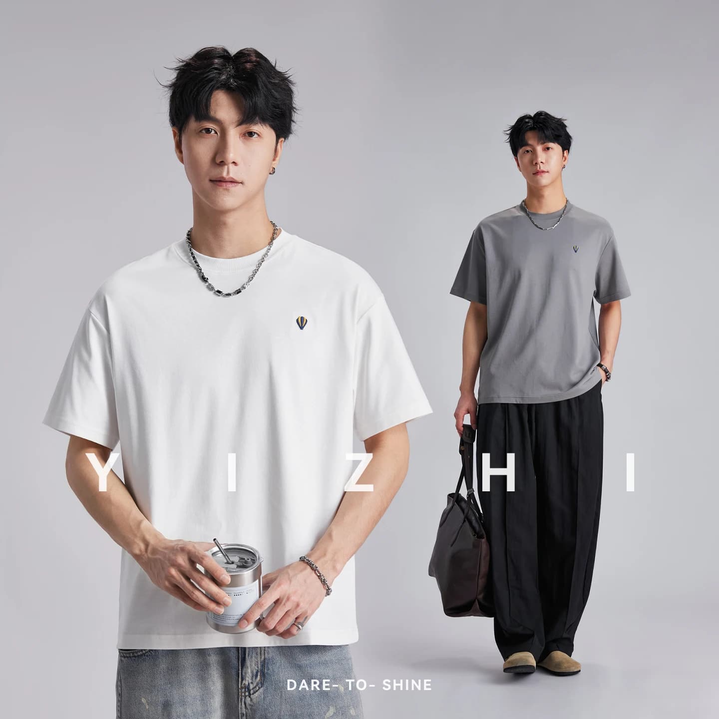 Fashion Men's Hot Air Balloon Embroidery T-shirt 2026 Summer Round Neck Loose Breathable Casual Commuter Short Sleeve Tops