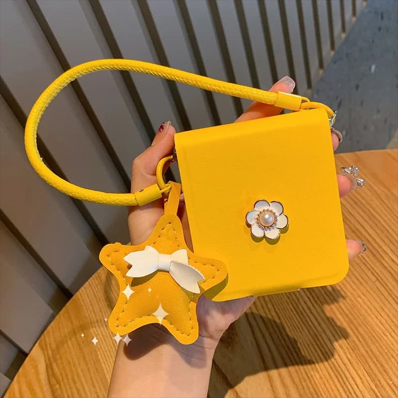 For Xiaomi Mix Flip Case Cute Flower Book Style Phone Case for Xiaomi Mix Flip 2 Cover Vintage Yellow Leather Cases Women