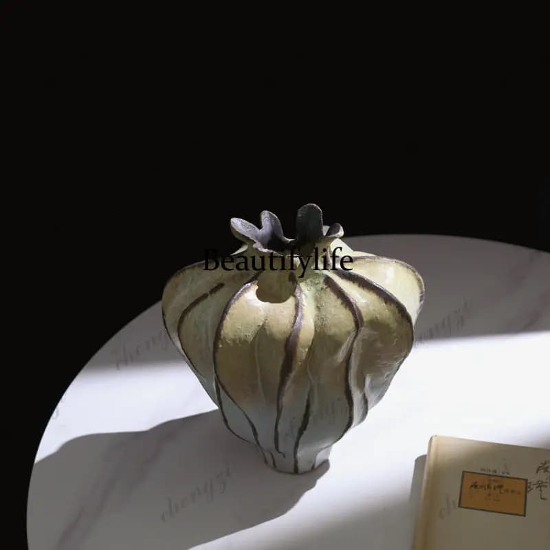 High-end ceramic vase Jingdezhen ornament living room flower arrangement niche wabi-sabi wind flower device Chinese style