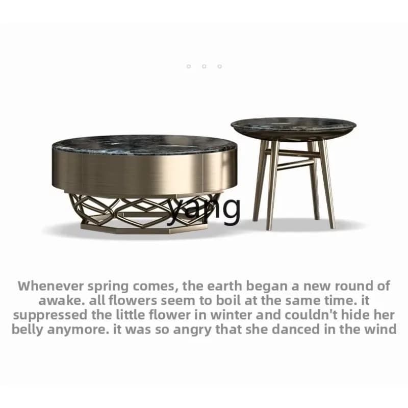 LMM Italian light luxury modern natural marble coffee table high-end luxury stone round coffee table