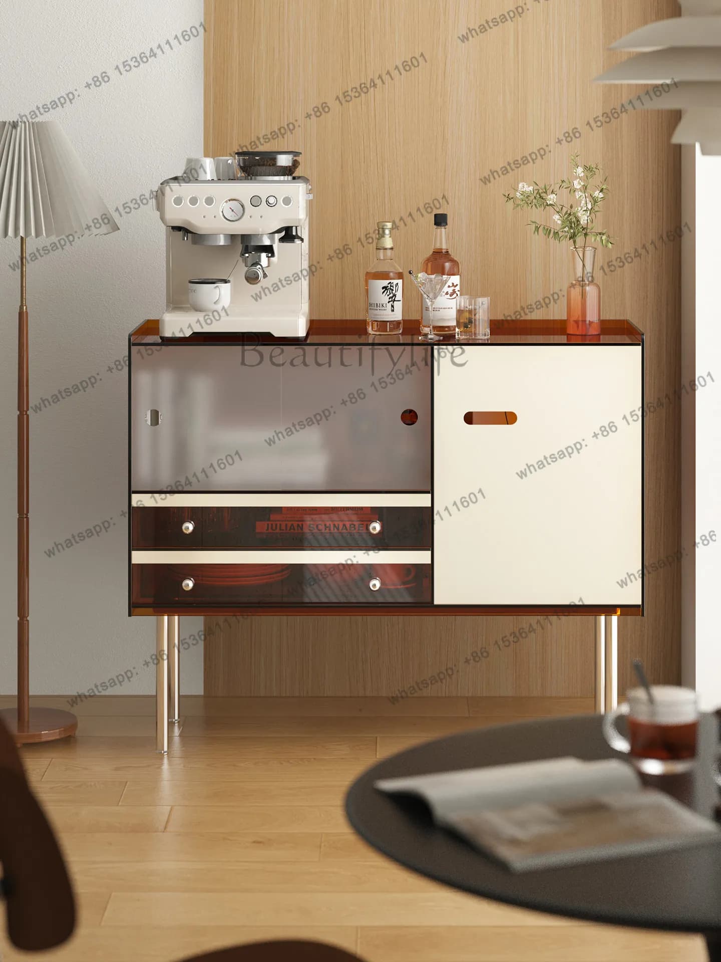 Modern minimalist acrylic dining side cabinet multi-layer bedroom storage locker living room