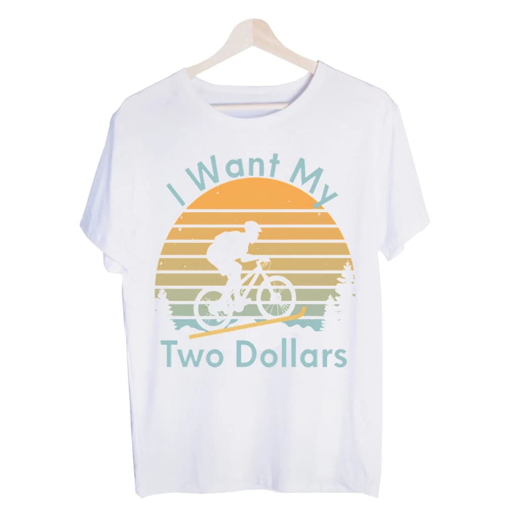 Men's Biking Sunset Slogan Graphic Tee, Vintage Style Short Sleeve T-Shirt for Casual Outdoor Wear