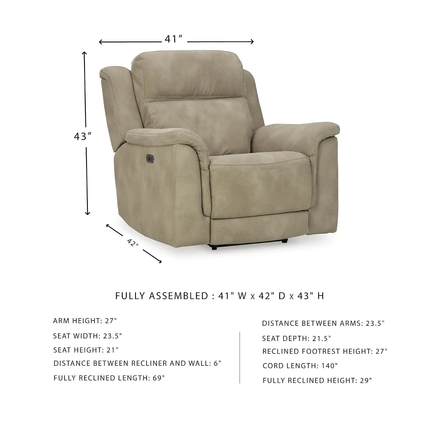Next-Gen Durapella Power Recliner, Sand