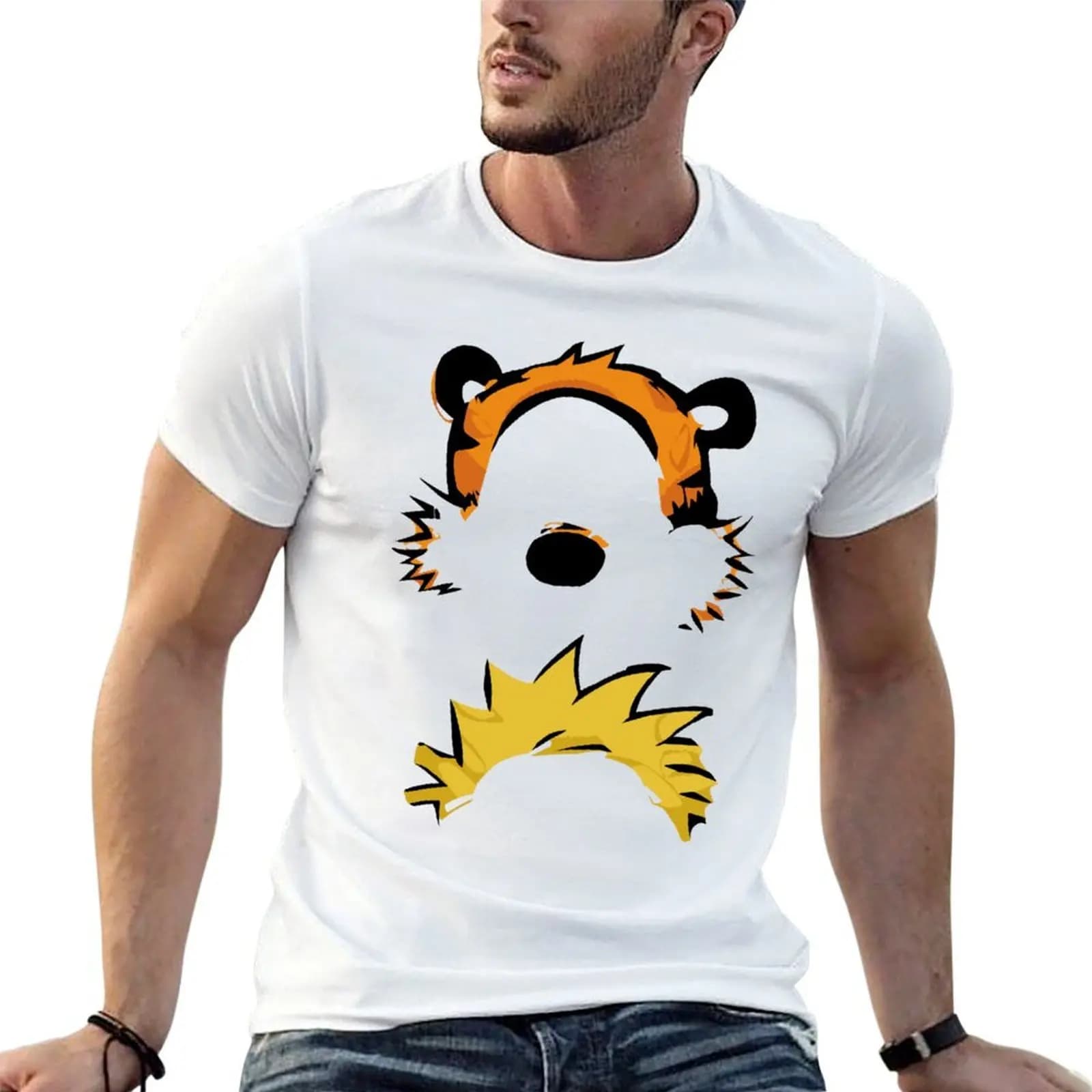 Music Retro Calvin Comic Hobbes Gifts Movie Fan T-Shirt vintage clothes graphic shirts men clothings