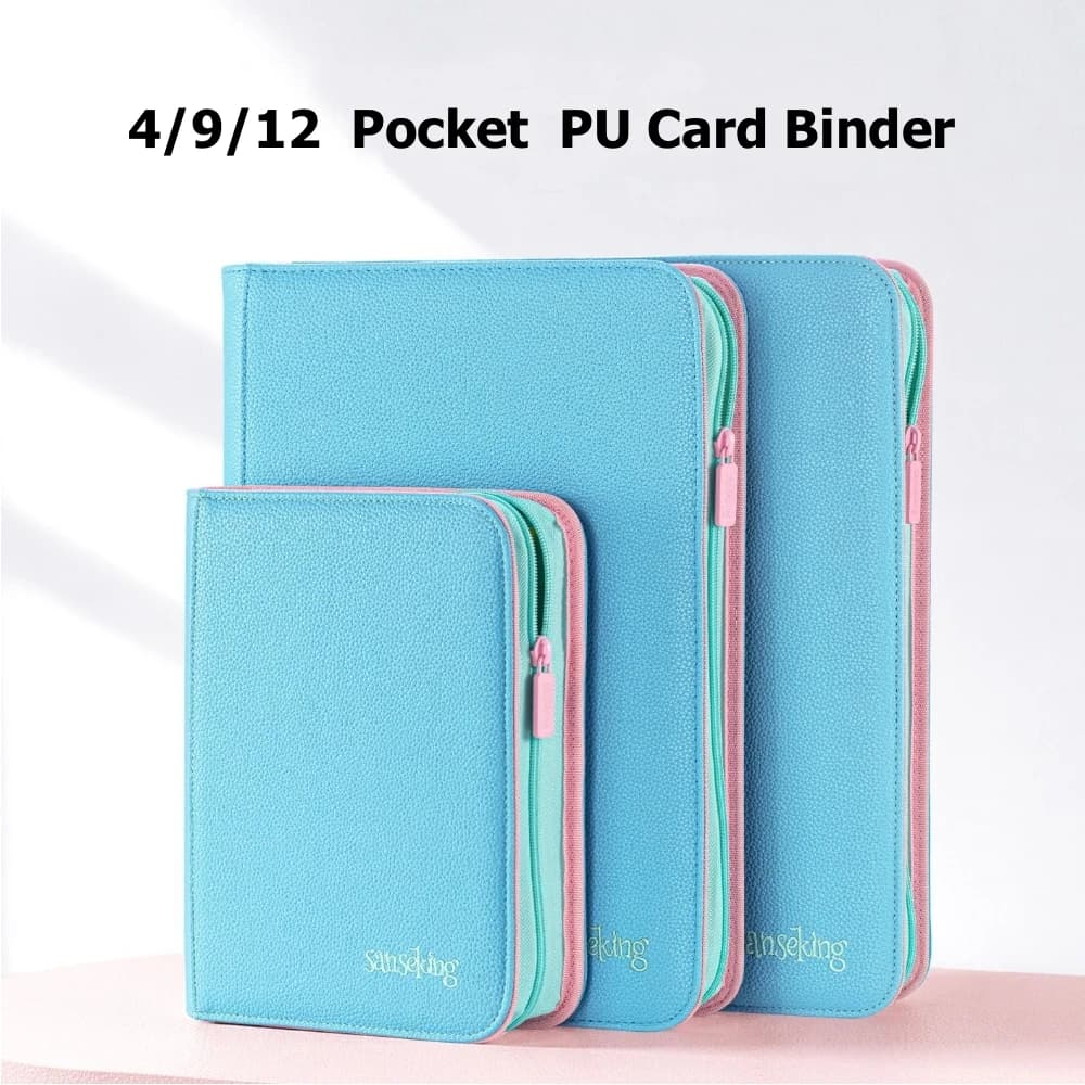 4/9/12 Pocket PU Zipper Card Binder Thick Clear Page Card Album Holder for Pokemon YuGiOh MTG TCG Sports Kpop Photocards