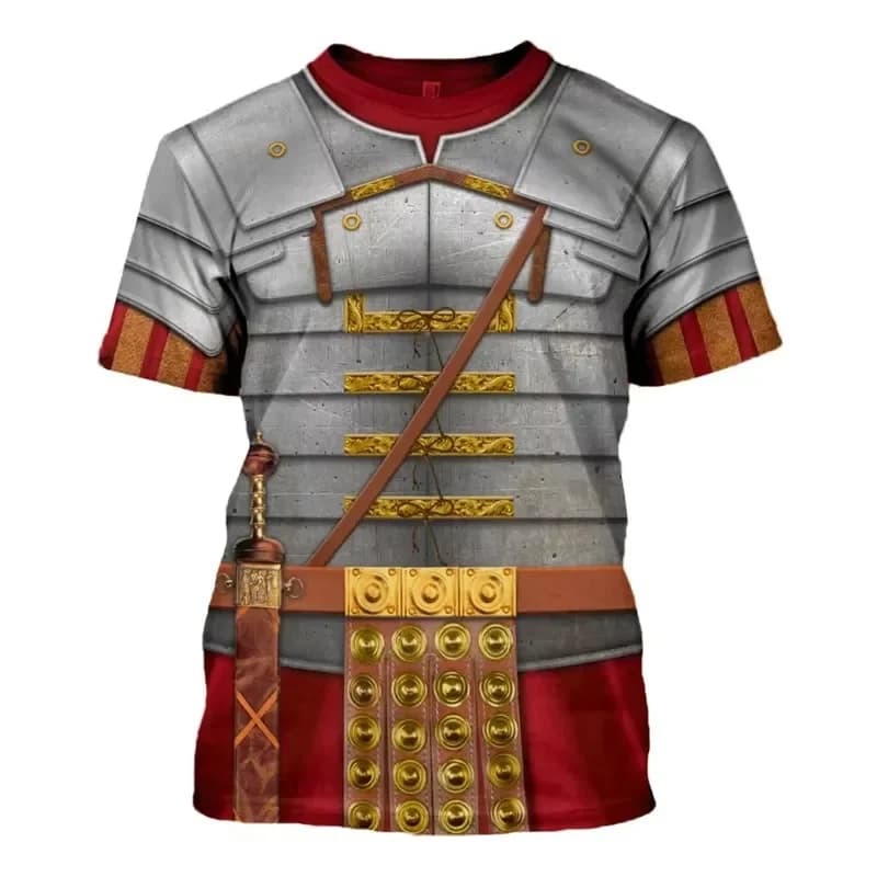 2026 Medieval Holy Roman Empire Knight Themed 3D Graphic T Shirt for Men Casual Short Sleeve Vintage Streetwear Top