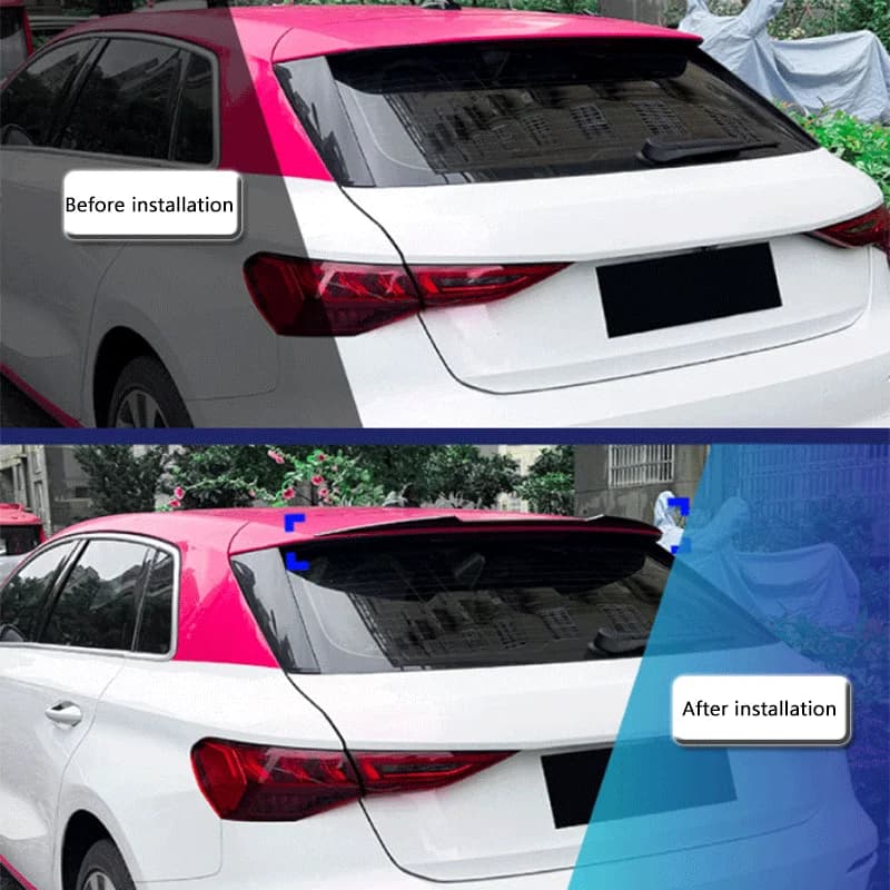 1Set Black ABS Fixed Top Tail Wind Spoiler For Audi A3 8Y Hatchback SE 2021+ Exterior Car Styling Turbulence Tuning Mod Accessor